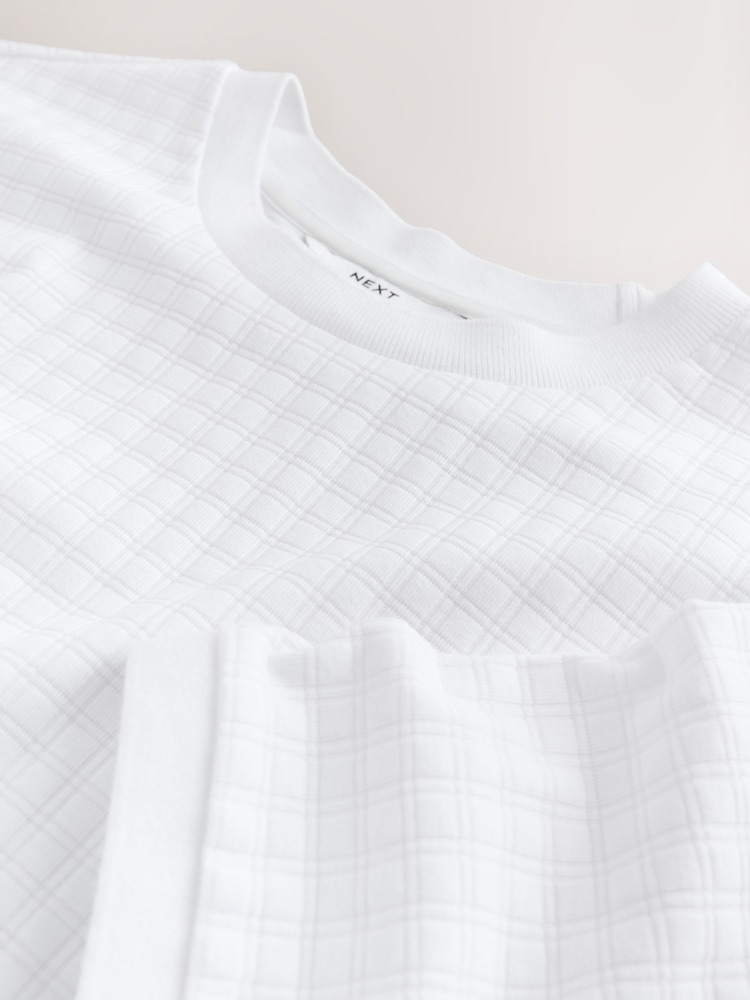 White Ecru Short Sleeve Textured T-Shirt - Image 7 of 7