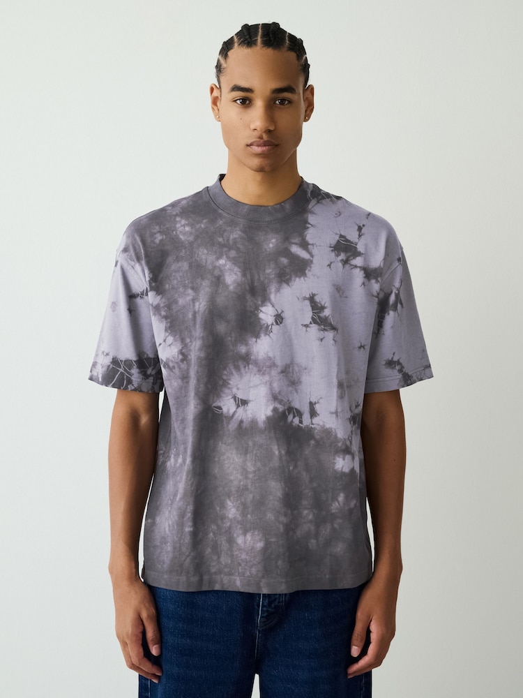 Grey Tie Dye Heavyweight T-Shirt - Image 1 of 8