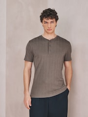 Neutral Modal Cotton Ribbed Textured Smart T-Shirt - Image 4 of 7