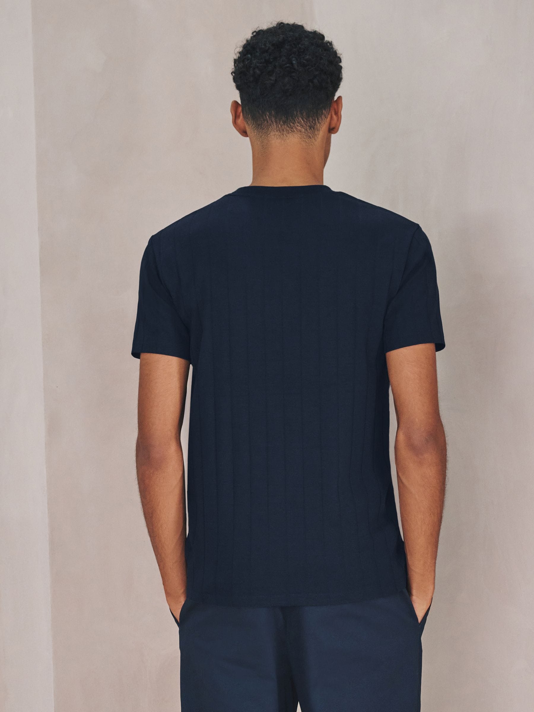 Buy Navy N. Premium Modal Cotton Ribbed Textured Smart T-Shirt