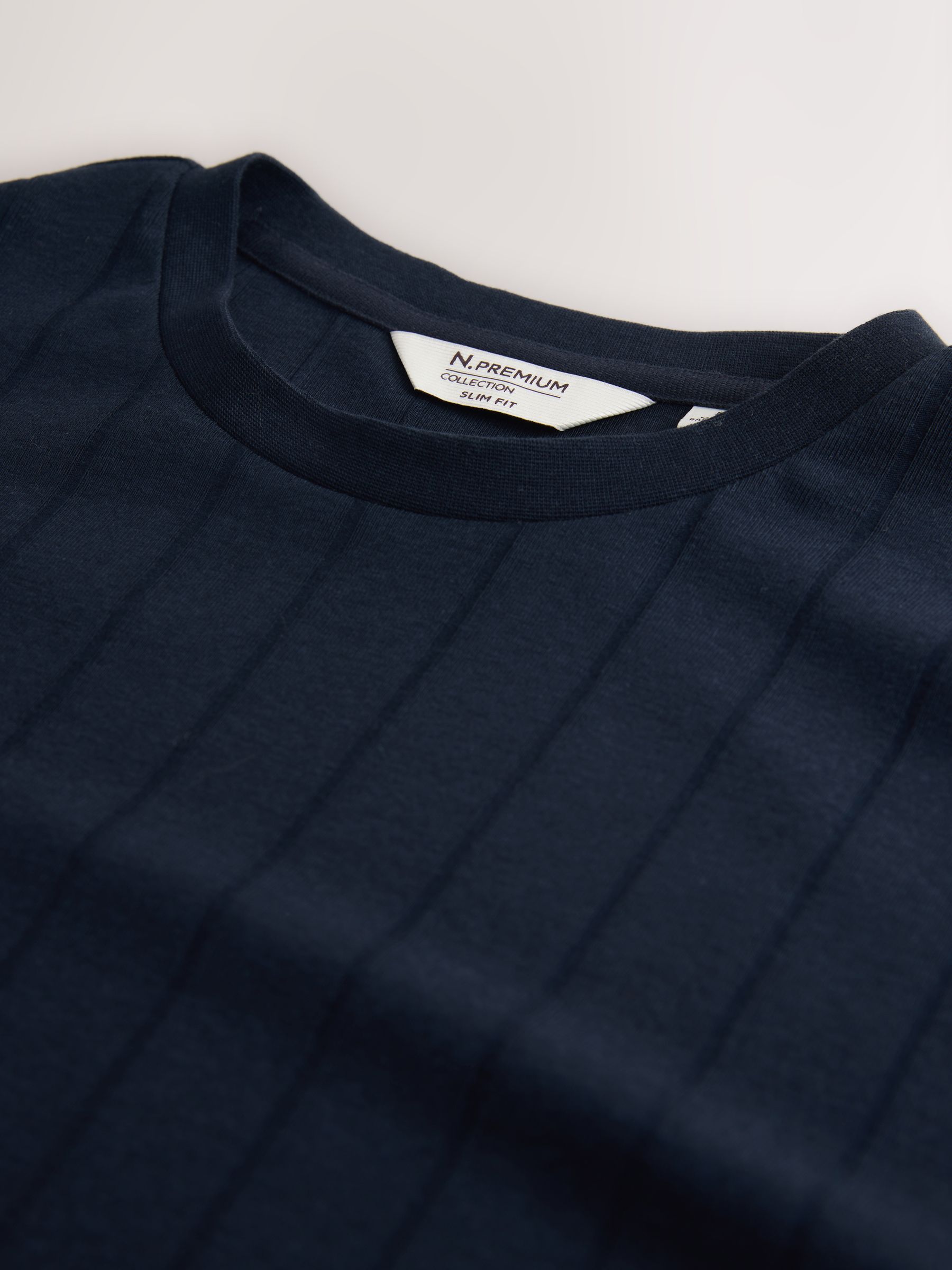 Buy Navy N. Premium Modal Cotton Ribbed Textured Smart T-Shirt