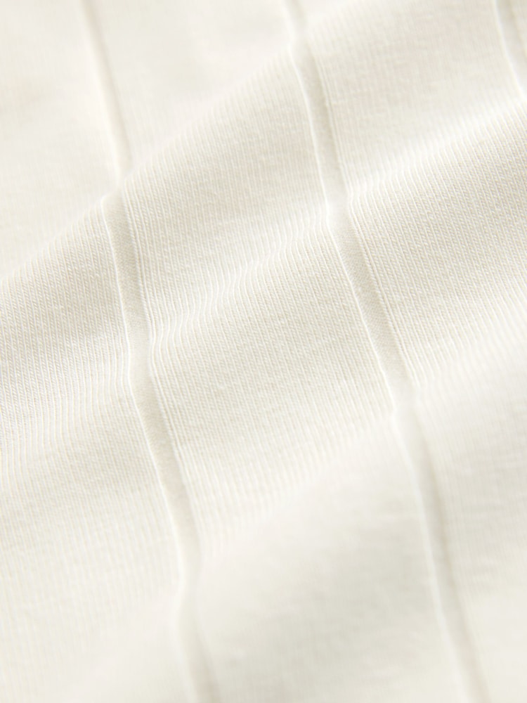 Ecru White Modal Cotton Ribbed Textured Smart T-Shirt - Image 2 of 3 Ecru White Modal Cotton Ribbed Textured Smart T-Shirt - Image 2 of 3