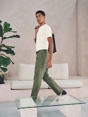 Ecru White Modal Cotton Ribbed Textured Smart T-Shirt - Image 5 of 8