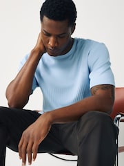 Blue Texture Block T-Shirt - Image 6 of 9