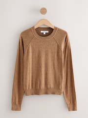 Camel Brown Neppy Soft Touch Crew Neck Cotton Rich Jumper - Image 1 of 3