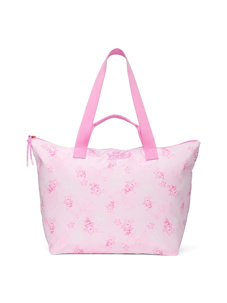 Victoria's Secret PINK Beaux Icons Pink Tote Bag - Image 1 of 3 Victoria's Secret PINK Beaux Icons Pink Tote Bag - Image 1 of 3