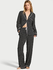 Victoria's Secret Black & Pretty Blossom Pink Dot Modal Long Pyjamas Set - Image 1 of 3