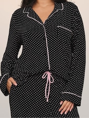Victoria's Secret Black & Pretty Blossom Pink Dot Modal Long Pyjamas Set - Image 3 of 3