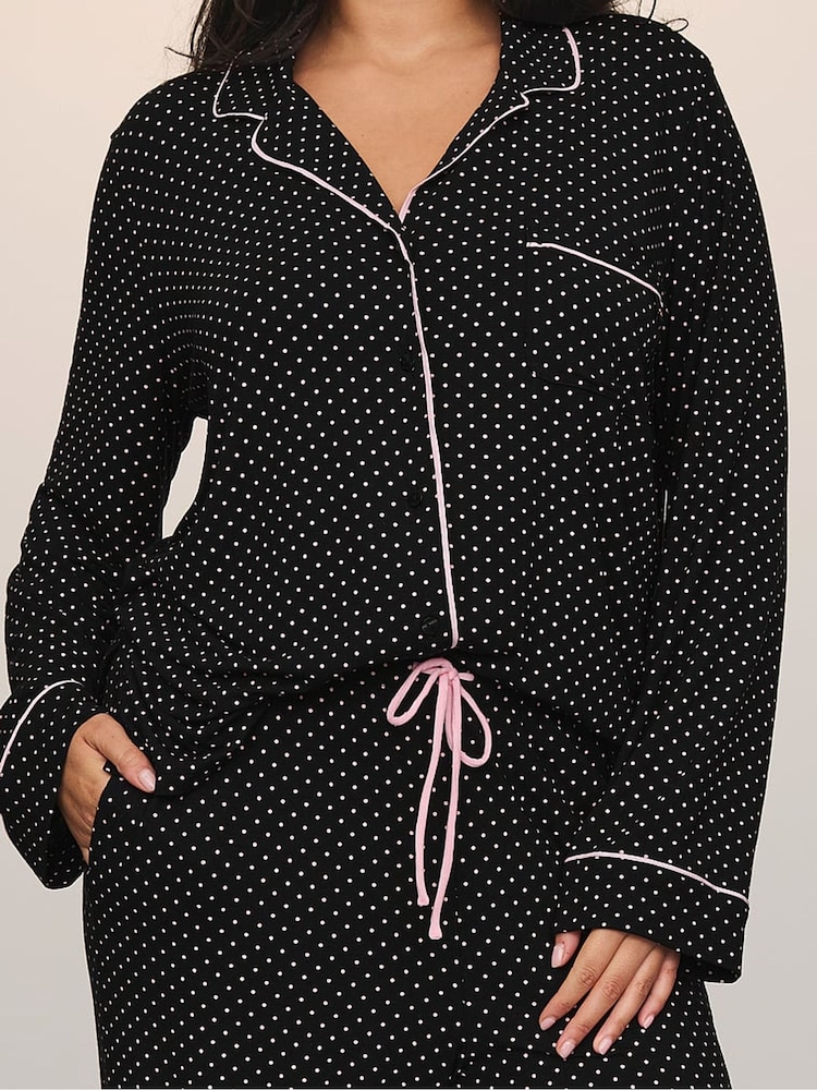 Victoria's Secret Black & Pretty Blossom Pink Dot Modal Long Pyjamas Set - Image 3 of 3 Victoria's Secret Black & Pretty Blossom Pink Dot Modal Long Pyjamas Set - Image 3 of 3