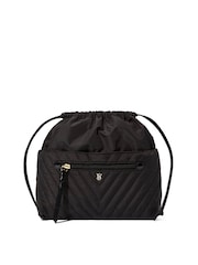 Victoria's Secret Black V Quilt Cinch Makeup Bag - Image 1 of 2