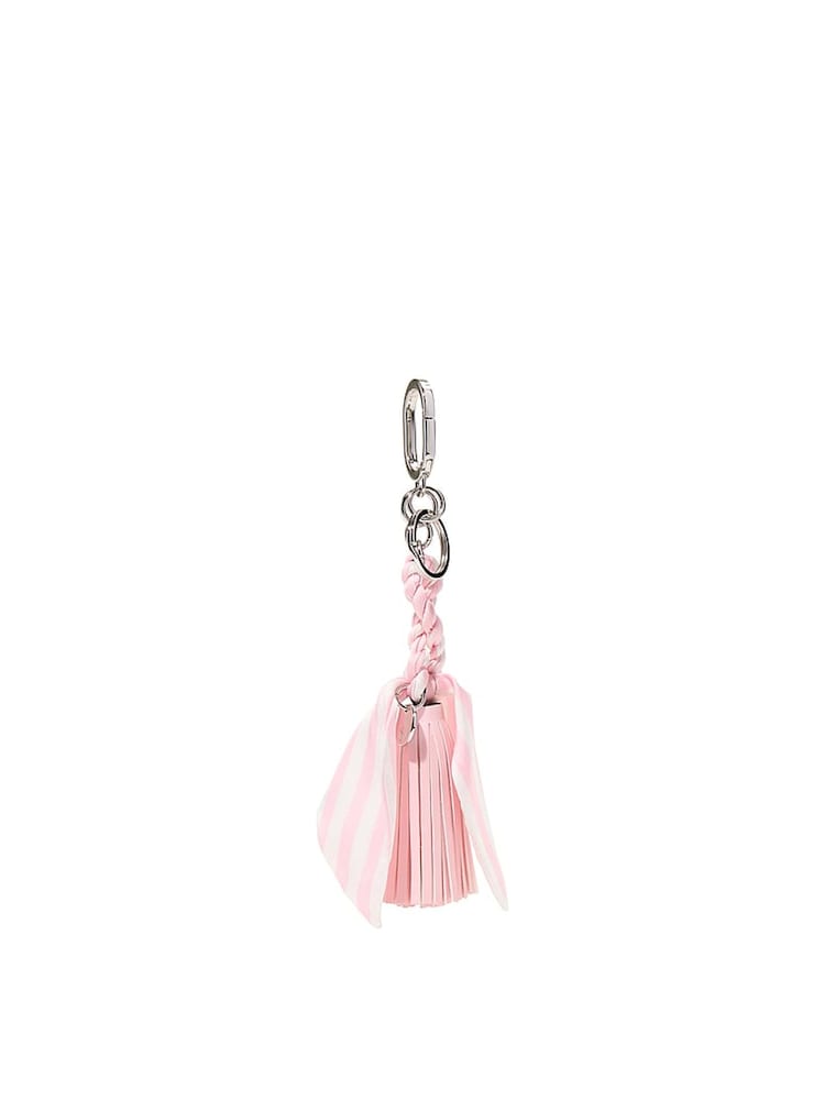 Victoria's Secret Iconic Stripe Pink Tassel Bag Charm Keychain - Image 1 of 2