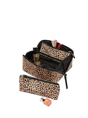 Victoria's Secret Leopard Brown 3 Piece Expandable Travel Make-Up Bag - Image 3 of 3