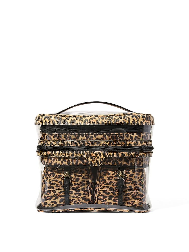 Victoria's Secret Leopard Brown Print 4-In-1 Make-Up Bag - Image 1 of 3