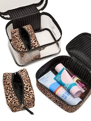 Victoria's Secret Leopard Brown Print 4 Piece Makeup Bag - Image 4 of 4