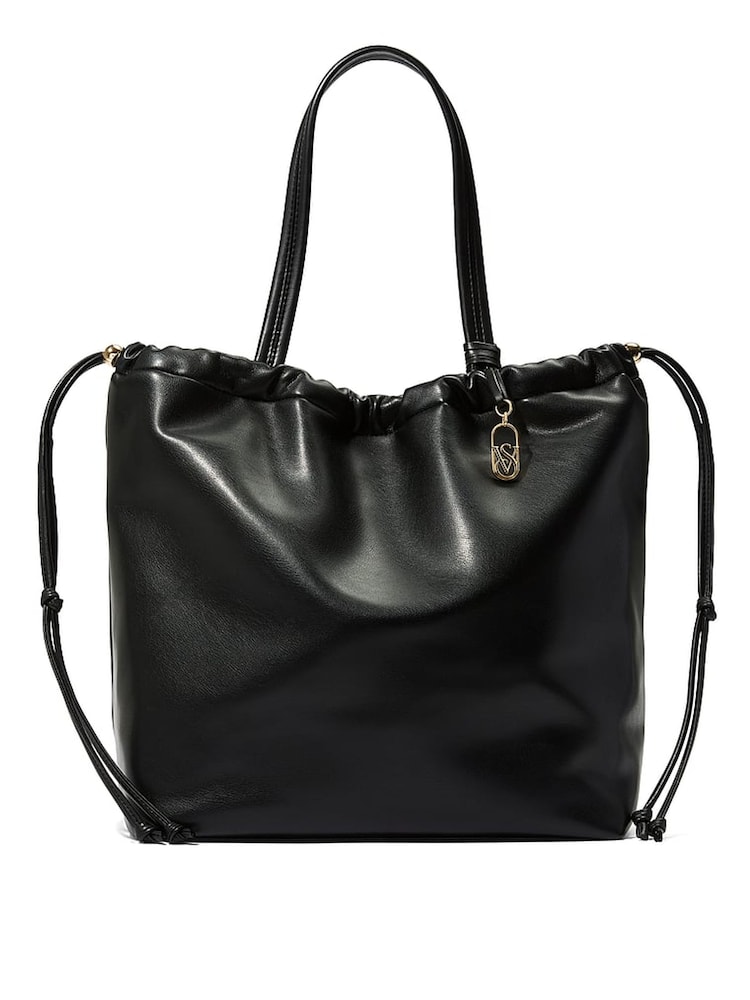 Victoria's Secret Black Nappa Slouchy Cinch Tote Bag - Image 1 of 2