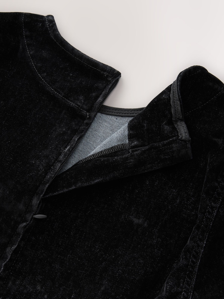 Black N. Premium Flocked Denim Mini T-Shirt Dress - Image 2 of 3