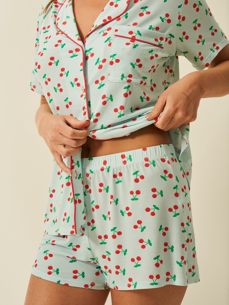 Stripe & Stare Blue Short Pyjamas Set - Image 2 of 6