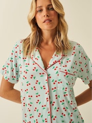 Stripe & Stare Blue Short Pyjamas Set - Image 4 of 6