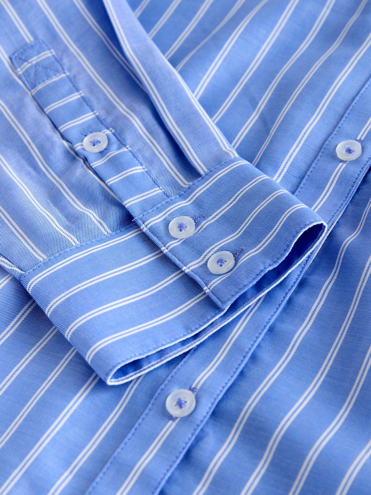 Blue/White Stripe Soft Relaxed Long Sleeve Shirt - Image 9 of 9 Blue/White Stripe Soft Relaxed Long Sleeve Shirt - Image 9 of 9