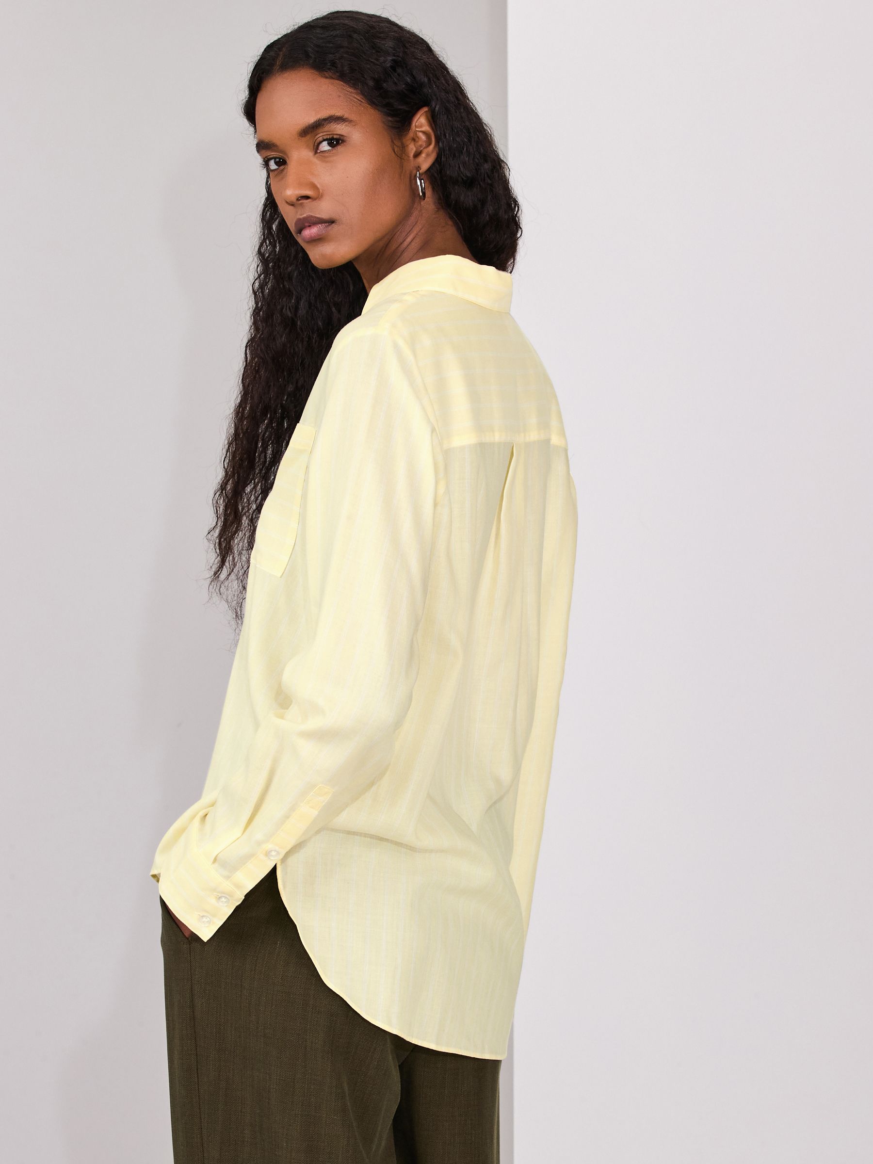 Buy Yellow/White Stripe Soft Relaxed Long Sleeve Shirt from Next USA