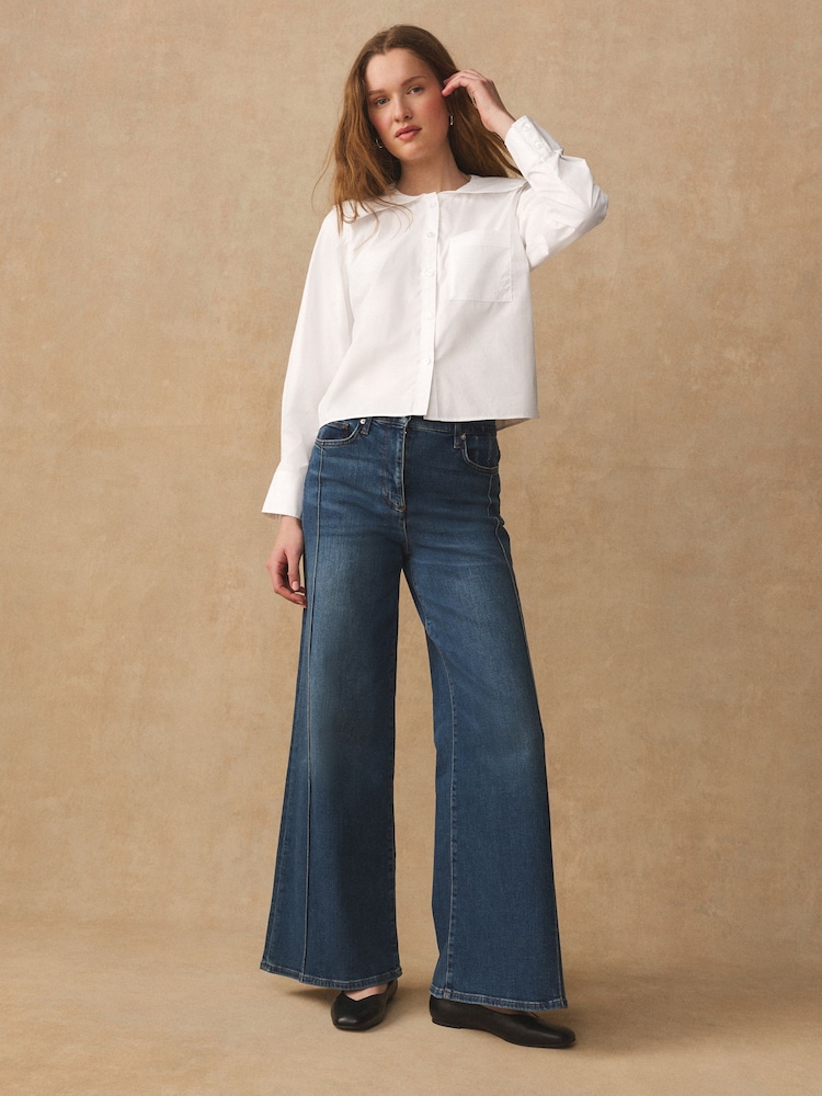 Alb - Long Sleeve Sailor Collar Shirt - Imaginea 2 din 5