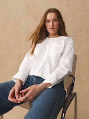 Alb - Long Sleeve Sailor Collar Shirt - Imaginea 4 din 5