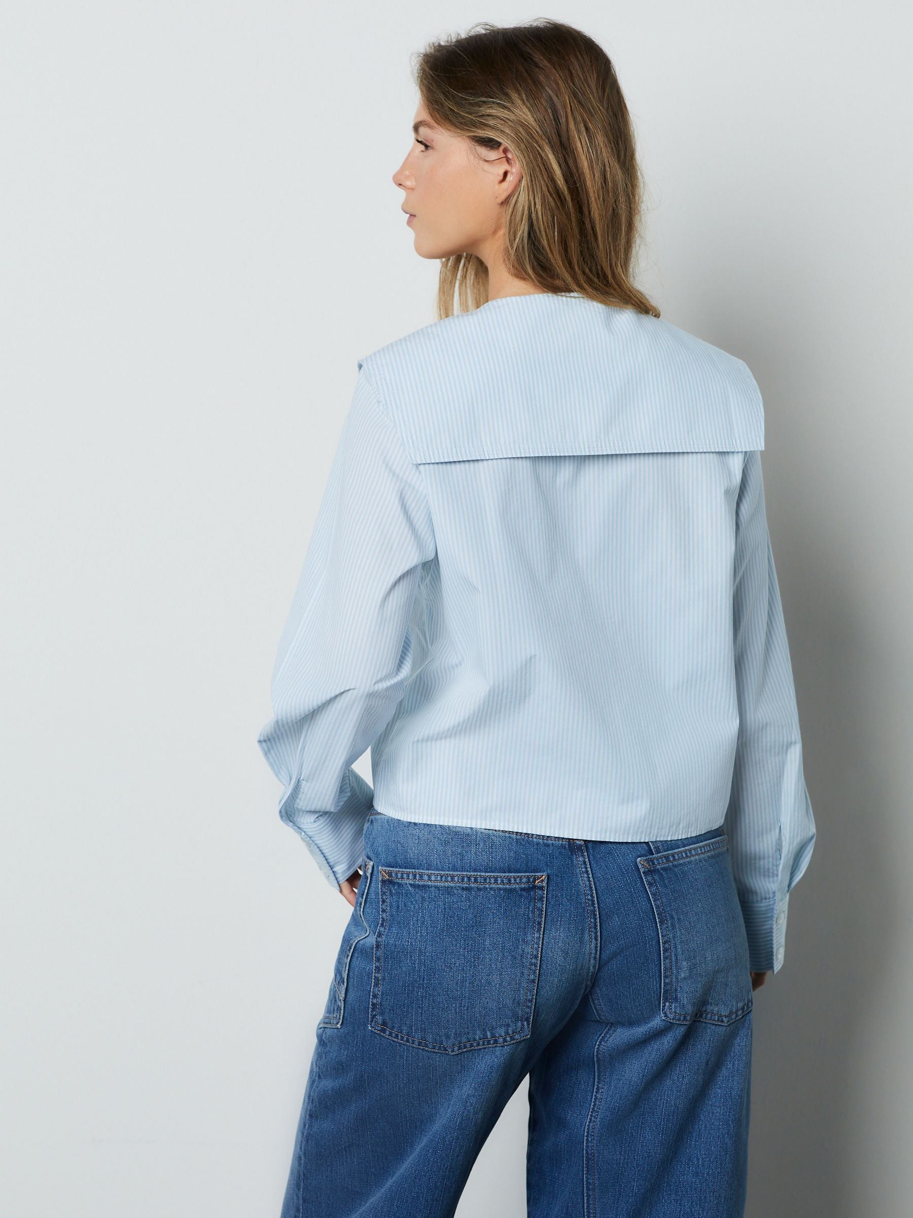 Buy Blue/White Stripe Long Sleeve Sailor Collar Shirt from Next USA