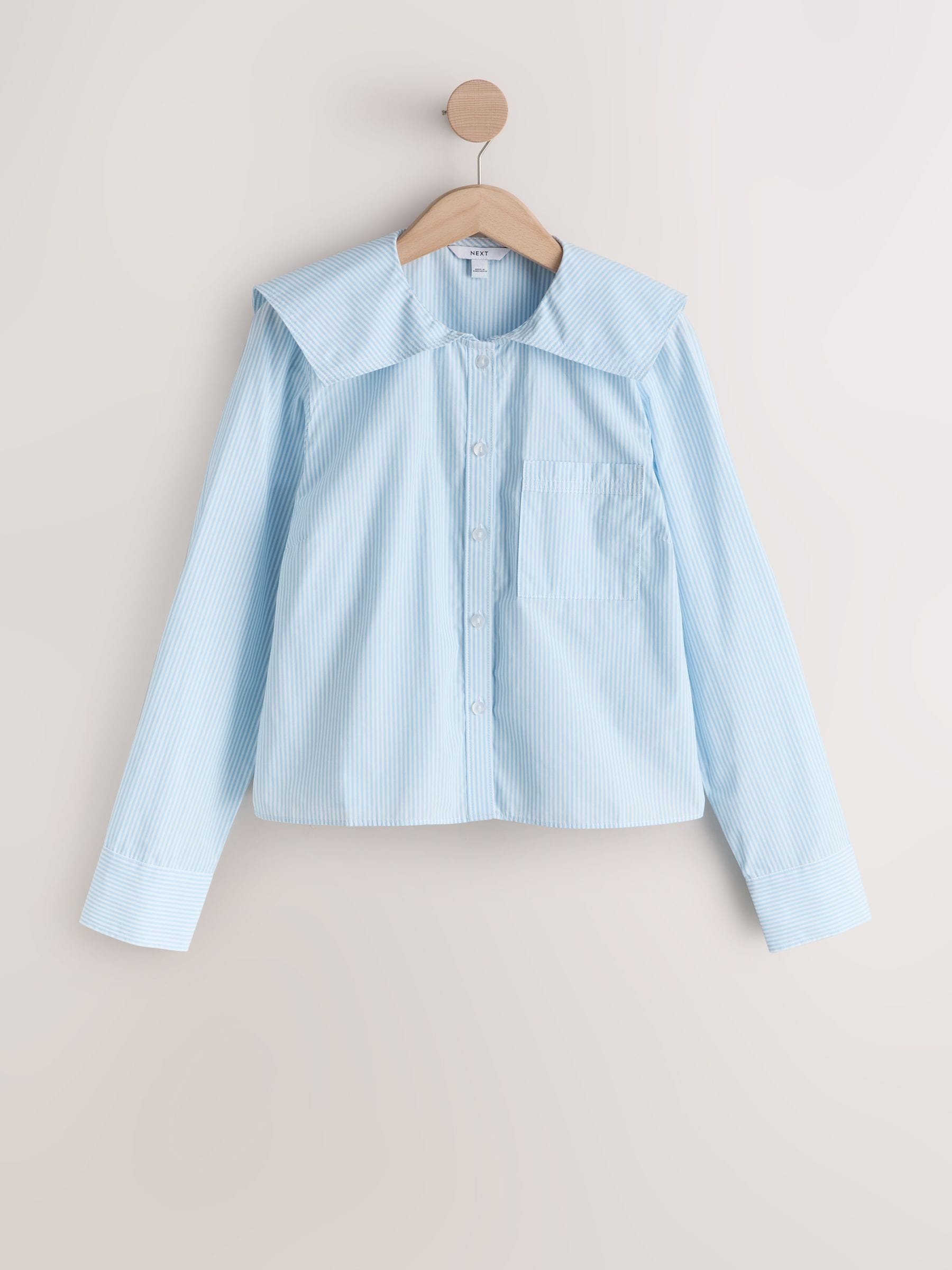 Buy Blue/White Stripe Long Sleeve Sailor Collar Shirt from Next USA