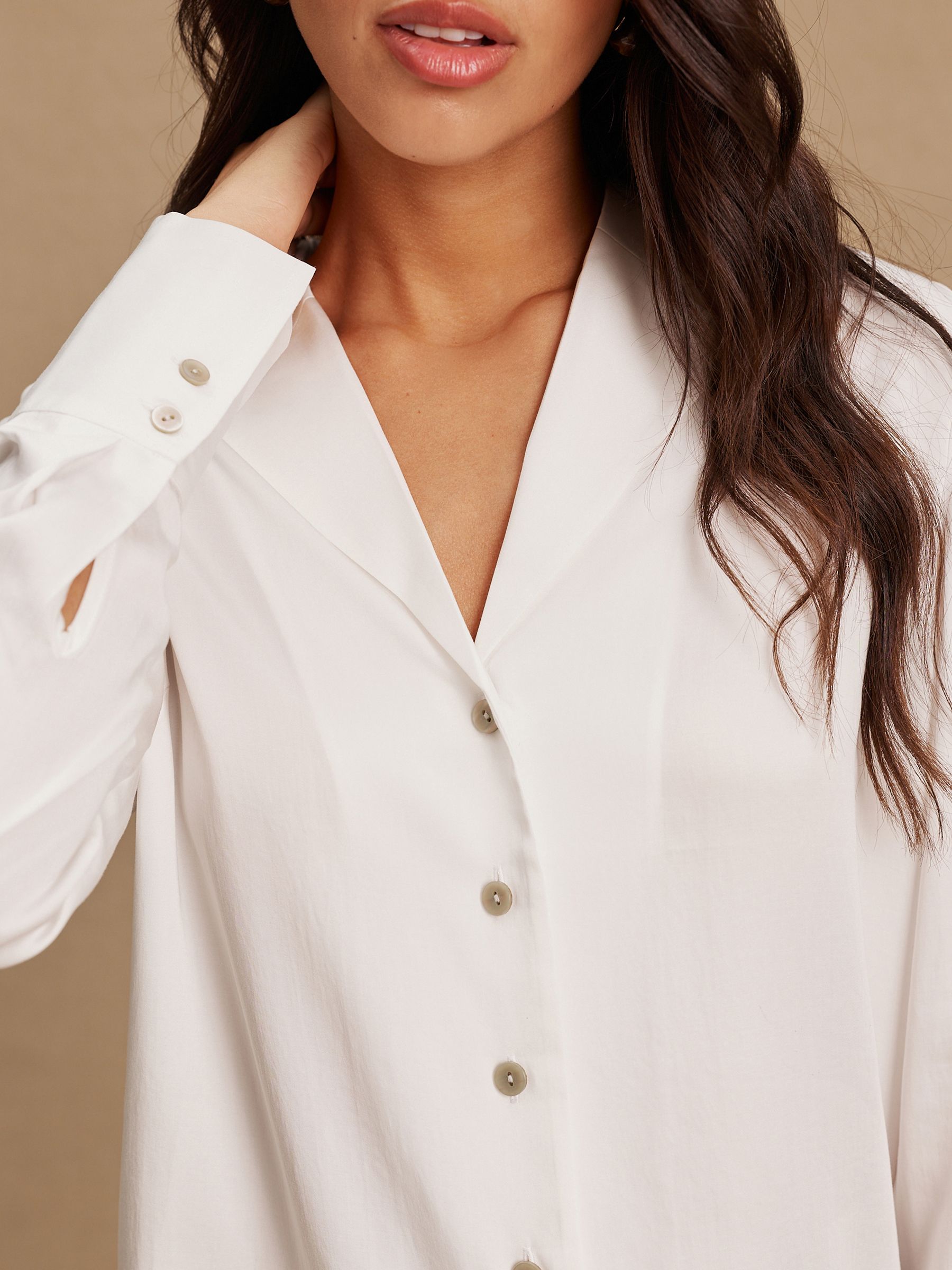 Buy White Soft Revere Collar Long Sleeve Shirt from the Next UK
