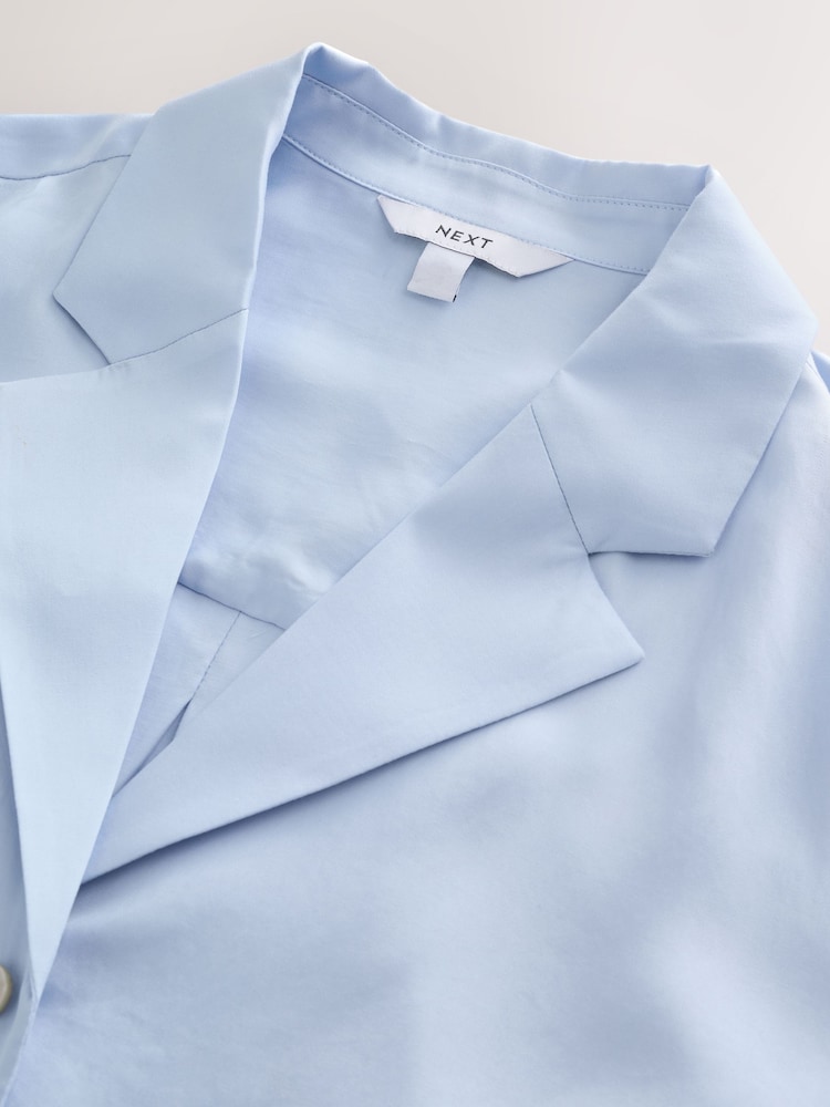 Pastel Blue Soft Revere Collar Long Sleeve Shirt - Image 2 of 4 Pastel Blue Soft Revere Collar Long Sleeve Shirt - Image 2 of 4
