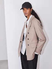 White/Black Stripe Cinched Waist Fitted Shirt - Image 4 of 9