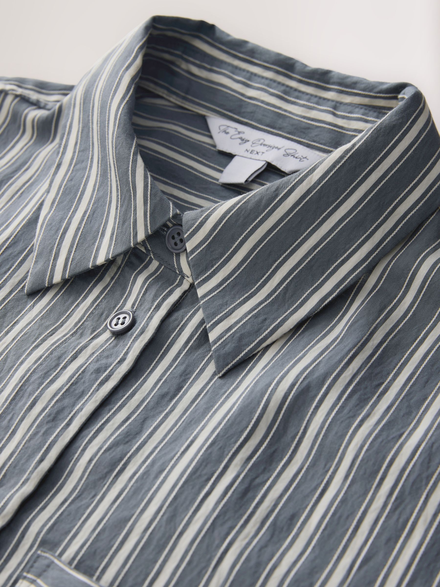 Buy Slate Grey/White Jacquard Stripe Oversized Long Sleeve Shirt