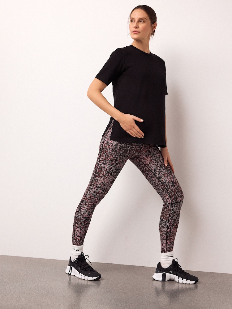 Burgundy Pink Maternity Active Sports Leggings - Image 1 of 9