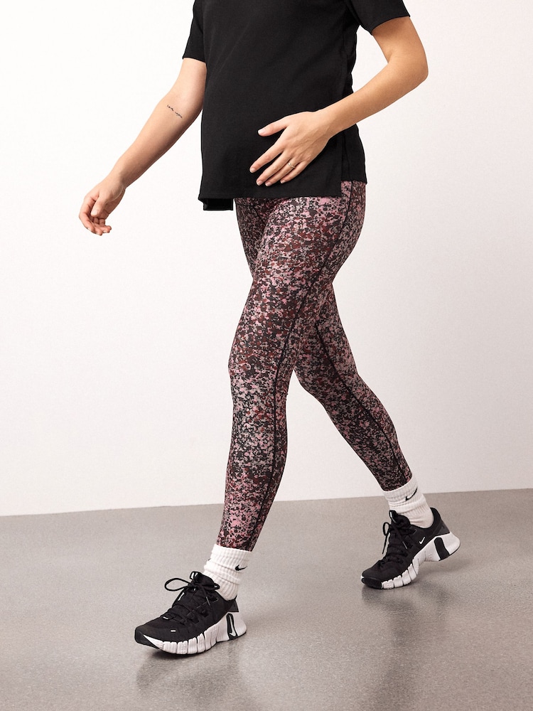 Burgundy Pink Maternity Active Sports Leggings - Image 2 of 9