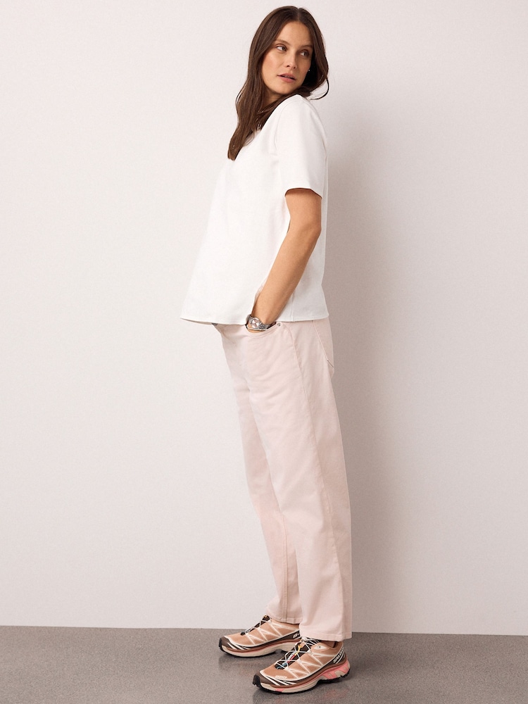 Pink Maternity Cotton Barrel Trousers - Image 1 of 9