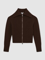 Reiss Chocolate Brown Ruby Cardigan - Image 2 of 6