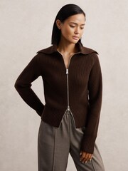 Reiss Chocolate Brown Ruby Cardigan - Image 3 of 6