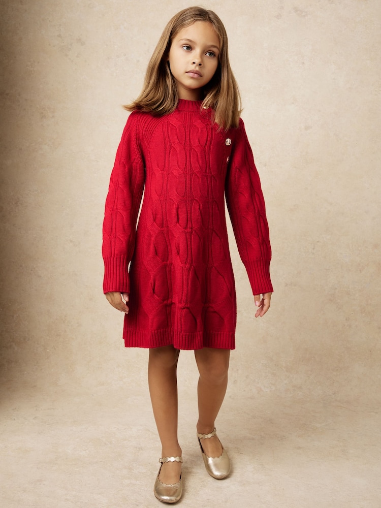 Reiss Red Harper Wool Cable-Knit Dress - Image 1 of 5 Reiss Red Harper Wool Cable-Knit Dress - Image 1 of 5