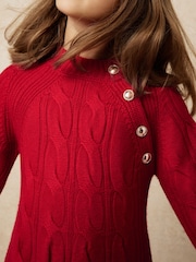 Reiss Red Harper Wool Cable-Knit Dress - Image 4 of 5
