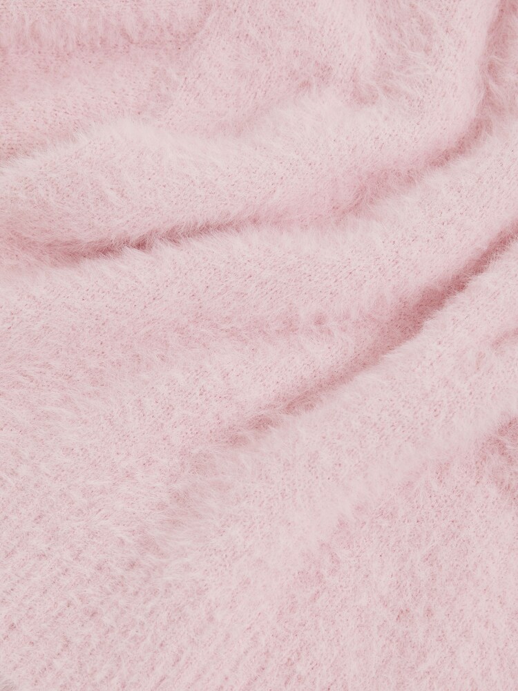 Reiss Pink Gracie Fluffy Crew-Neck Jumper - Image 4 of 4