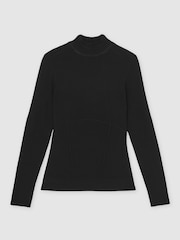 Reiss Black Sofia Mesh Funnel-Neck Knit Top - Image 2 of 6