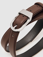 Reiss Chocolate Hazel Leather Curved-Buckle Belt - Image 5 of 5