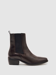 Reiss Chocolate Brown Maeva Leather Chelsea Boots - Image 1 of 5