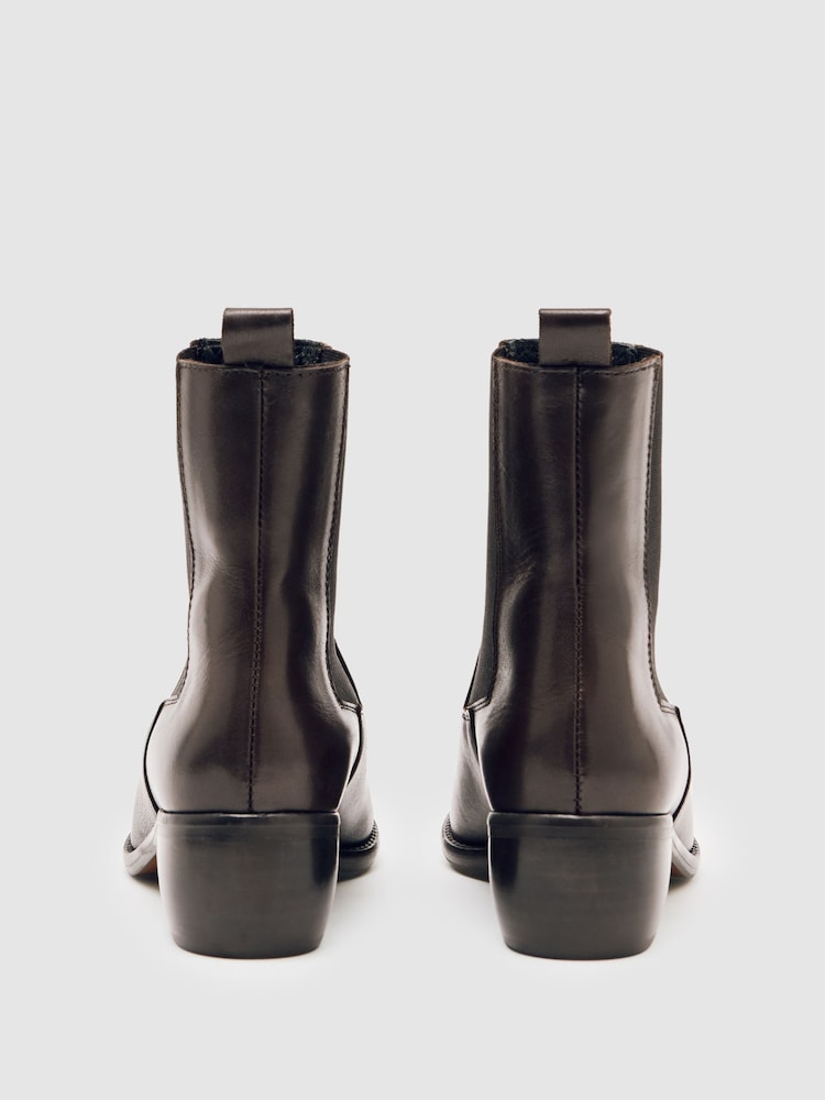 Reiss Chocolate Brown Maeva Leather Chelsea Boots - Image 4 of 4