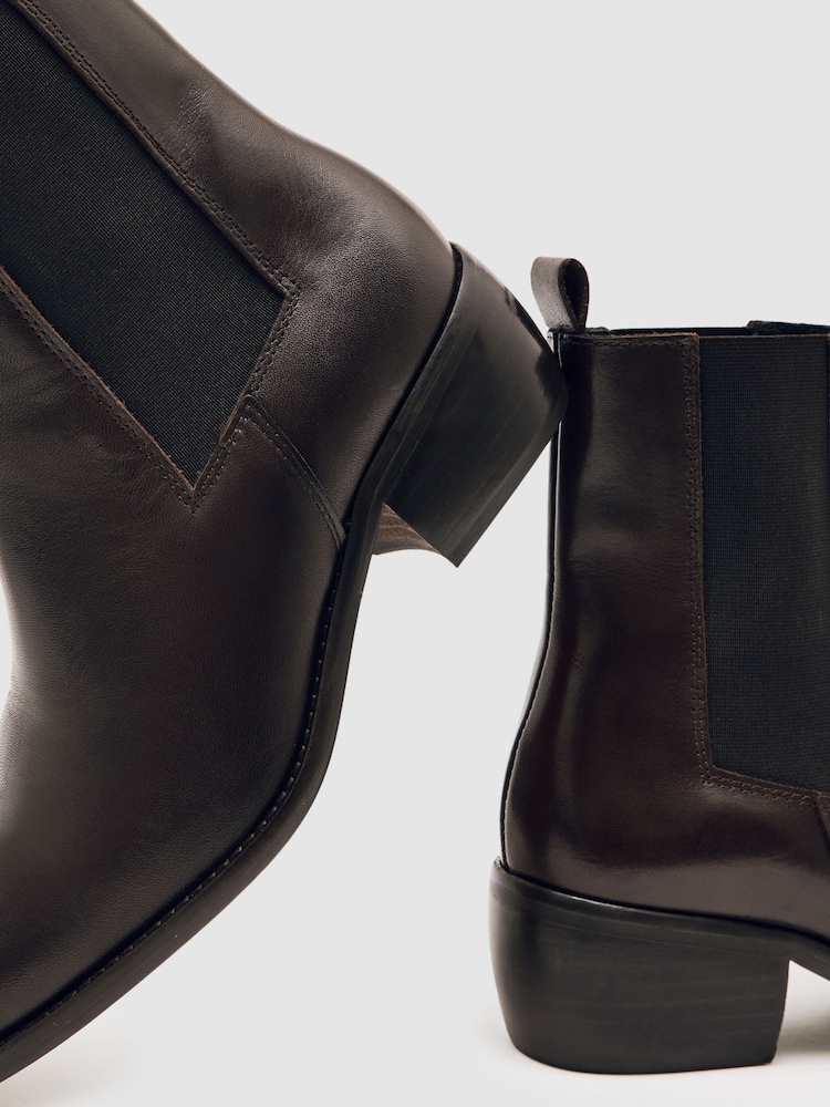 Reiss Chocolate Brown Maeva Leather Chelsea Boots - Image 5 of 5 Reiss Chocolate Brown Maeva Leather Chelsea Boots - Image 5 of 5