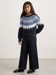 Reiss Navy Jemma Fluffy Fair Isle Pattern Jumper - Image 3 of 4