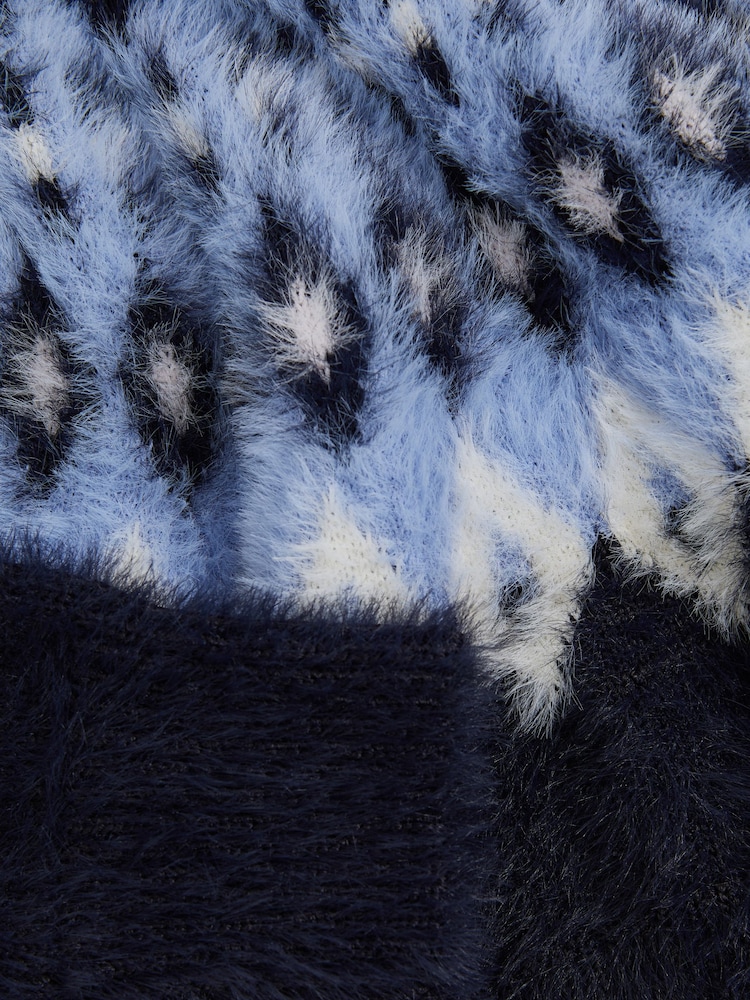 Reiss Navy Jemma Fluffy Fair Isle Pattern Jumper - Image 4 of 4