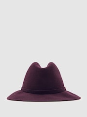 Reiss Burgundy Holly Wool Fedora Hat - Image 1 of 4