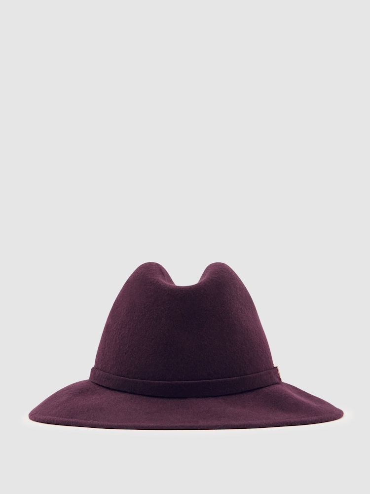Reiss Burgundy Holly Wool Fedora Hat - Image 1 of 4