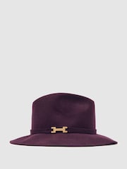 Reiss Burgundy Holly Wool Fedora Hat - Image 3 of 4